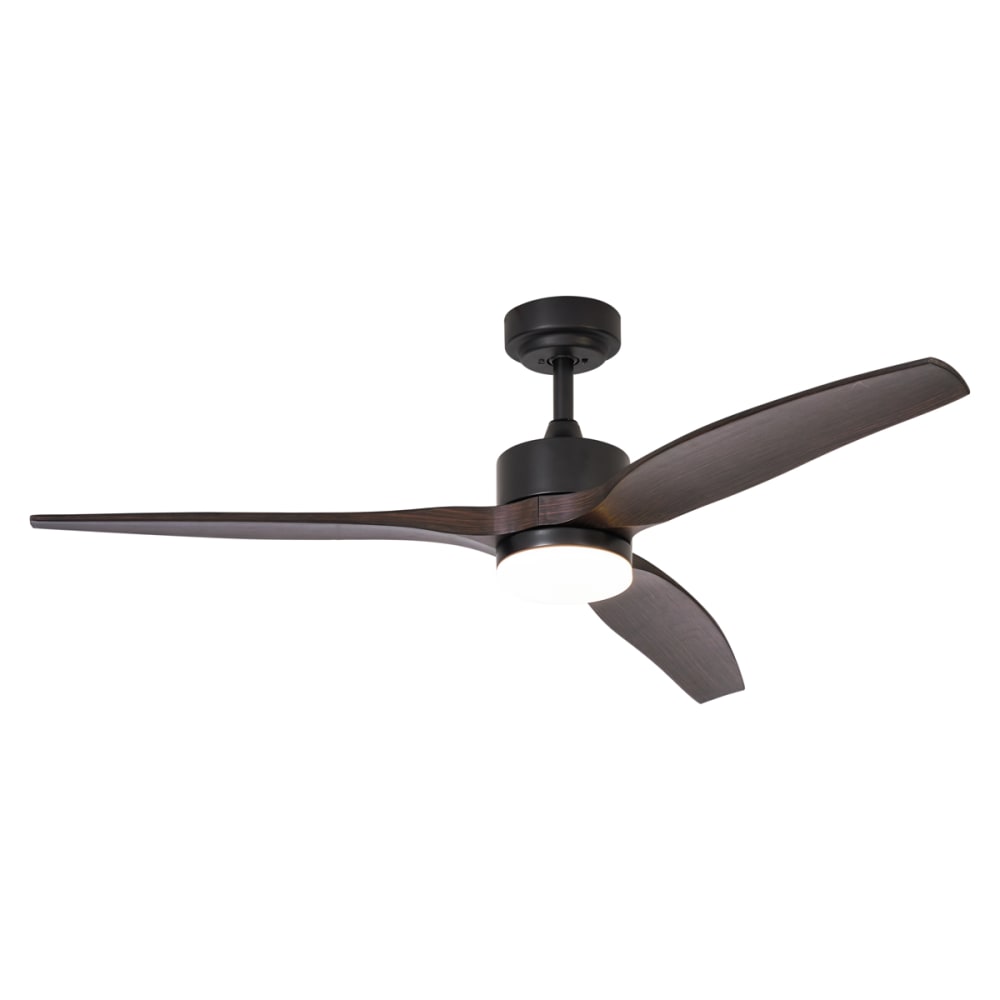 QAZQA Deckenventilator Schwarz Holzoptik 132 cm LED style modern Schwarz Pvc - Polyvinlychlorid