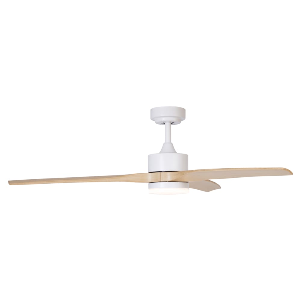Ventilateur plafond blanc bois LED dimmable