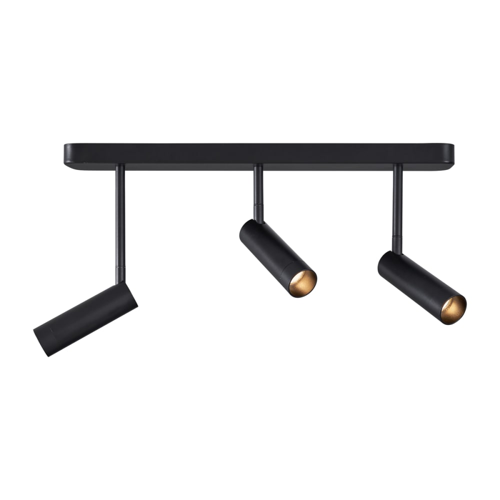 Spot plafond arrondi noir GU10 3 lampes