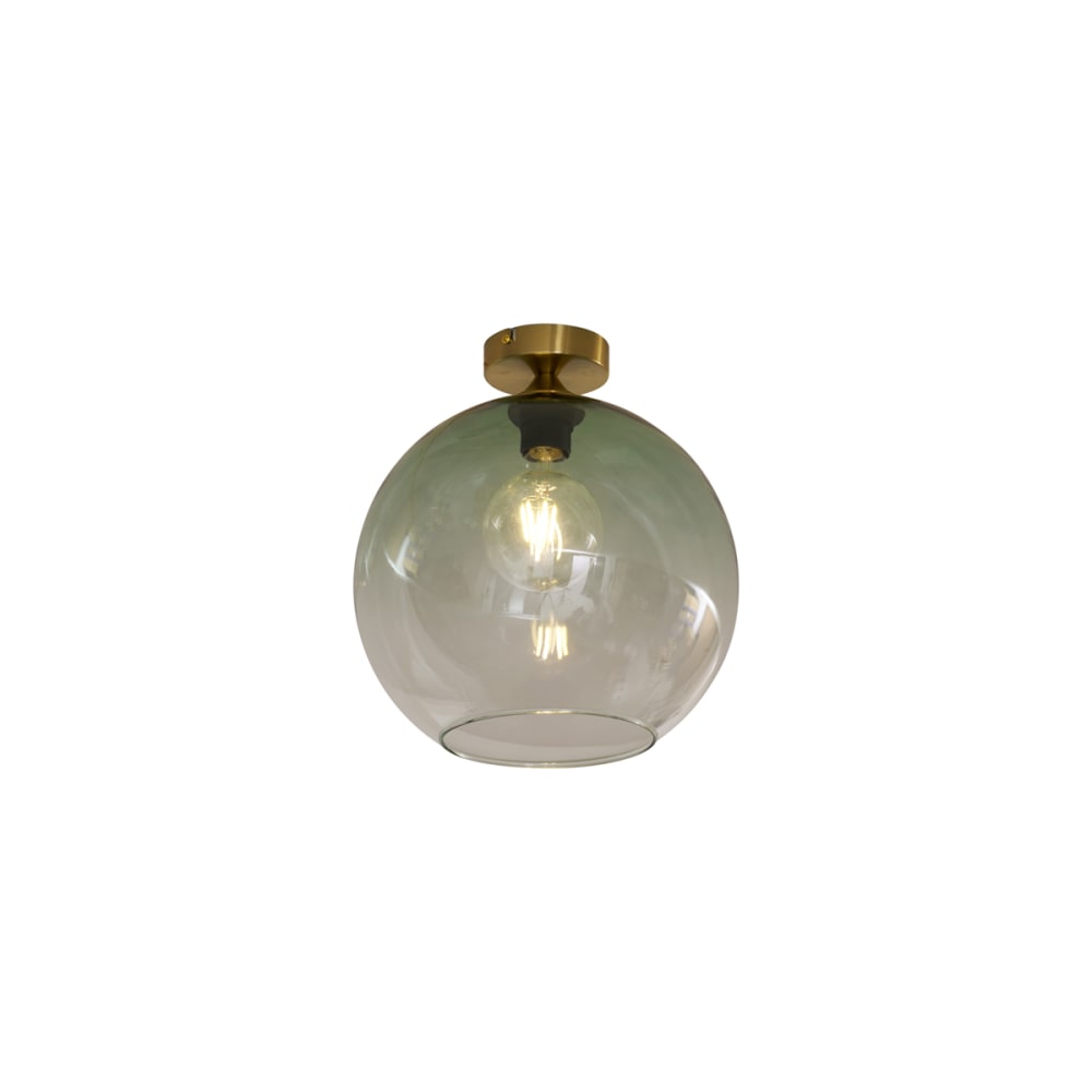 Plafonnier Art déco laiton verre vert