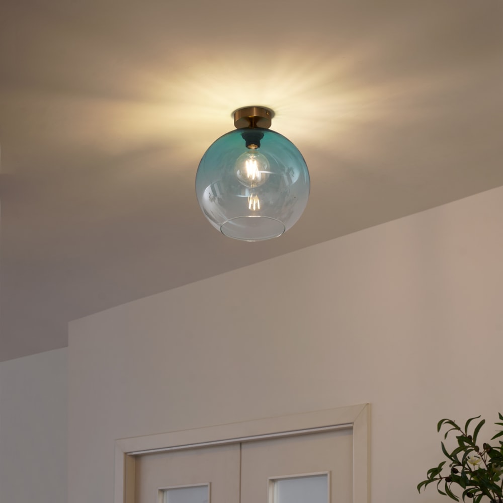 Art-Deco Deckenleuchte Messing Blauglas - Maisons Du Monde
