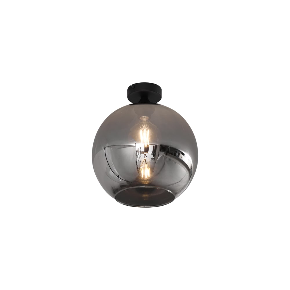 QAZQA Art-Deco Deckenleuchte Schwarz Rauchglas style modern Schwarz