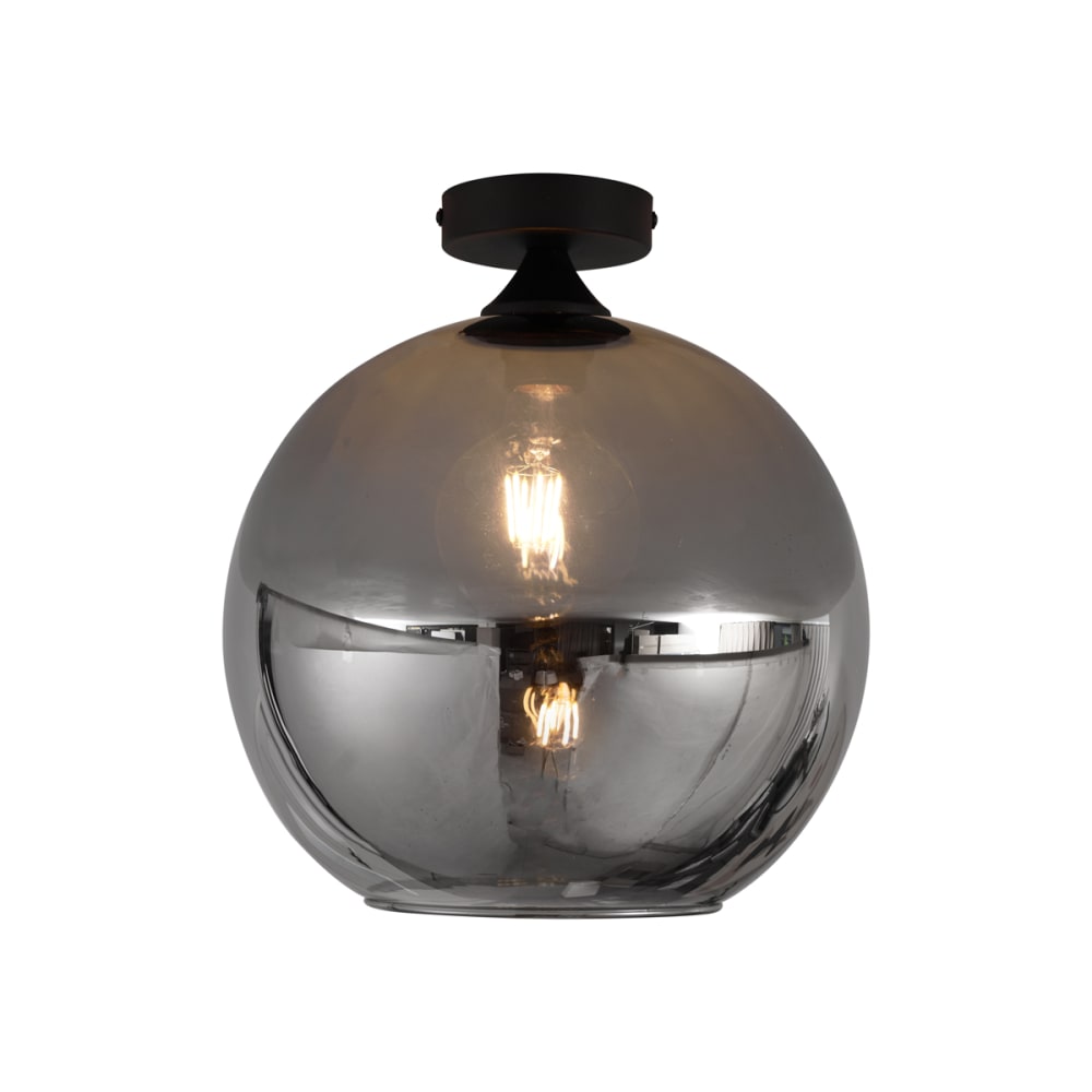 Plafonnier art déco noir verre fumé — vue 3
