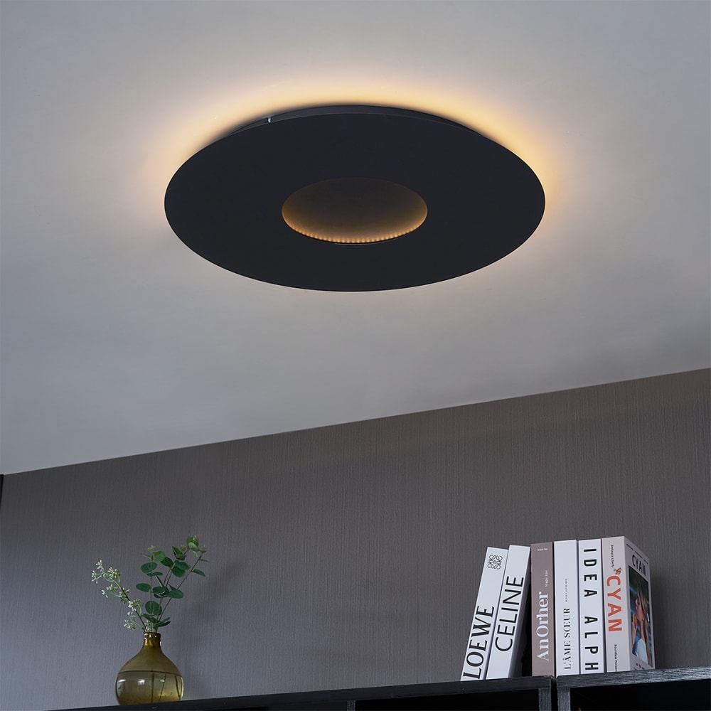 Plafonnier moderne noir led dimmable 60 cm — vue 3