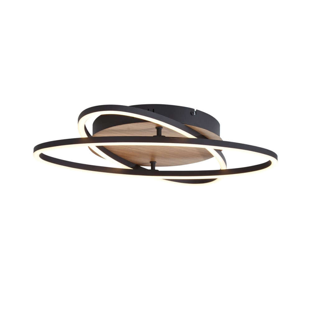 QAZQA Deckenleuchte Schwarz Walnuss LED style modern Schwarz Pvc - Polyvinlychlorid
