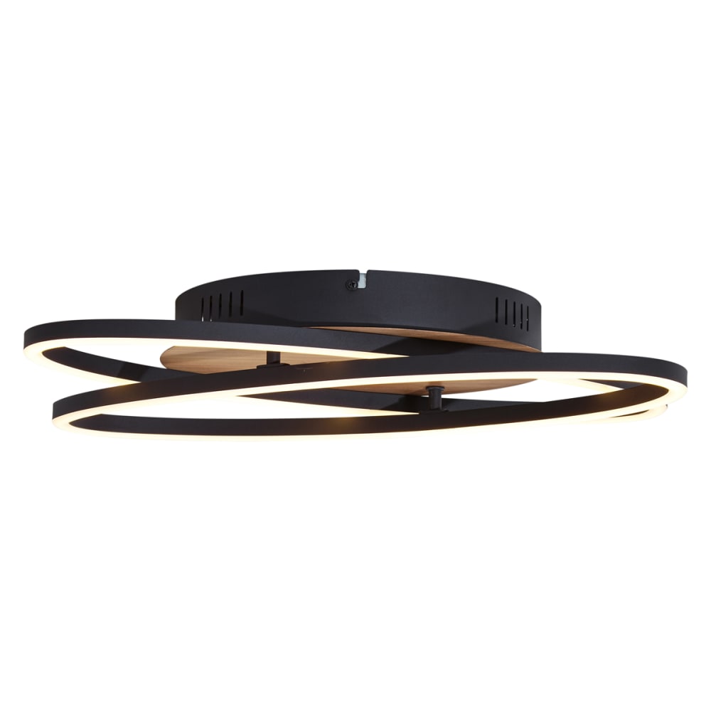 Plafonnier noir bois noyer led variable — vue 3