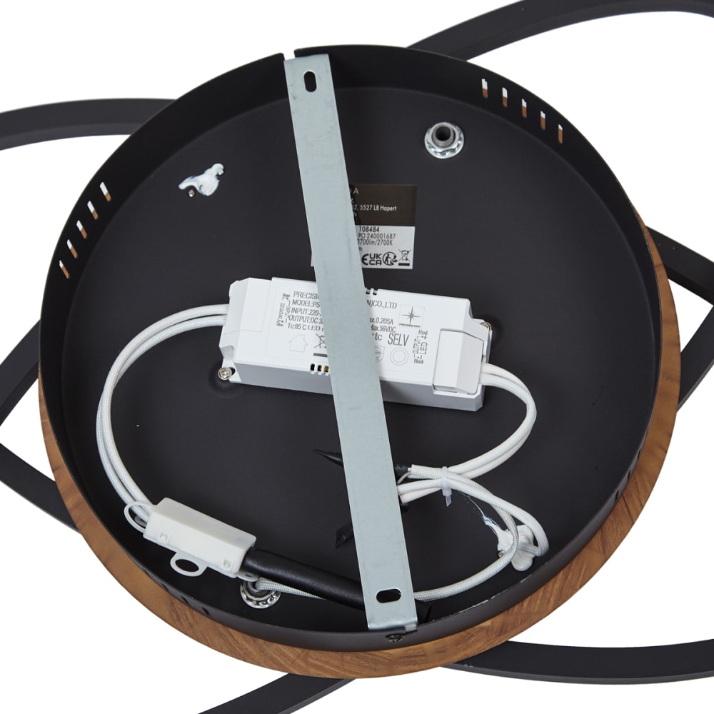 Plafonnier noir bois noyer led variable — vue 4