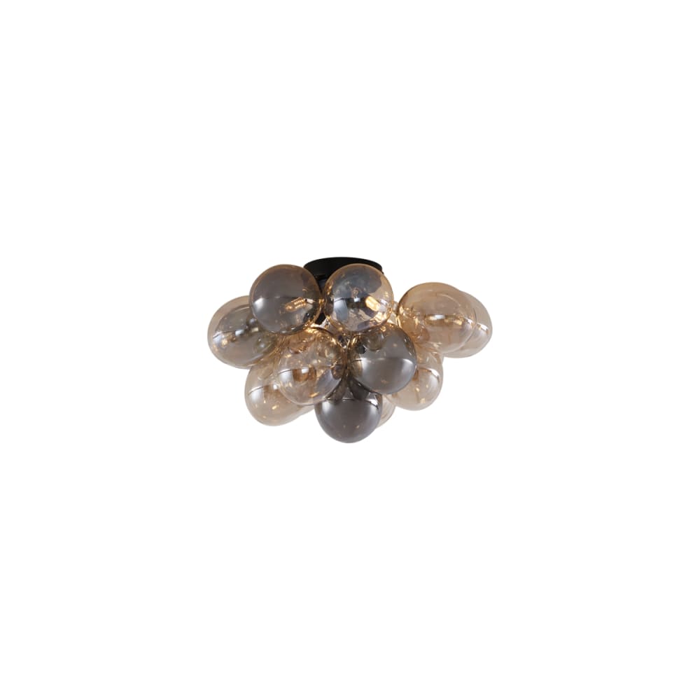 QAZQA Deckenleuchte Schwarz mit Amber/Rauchglas style modern Schwarz