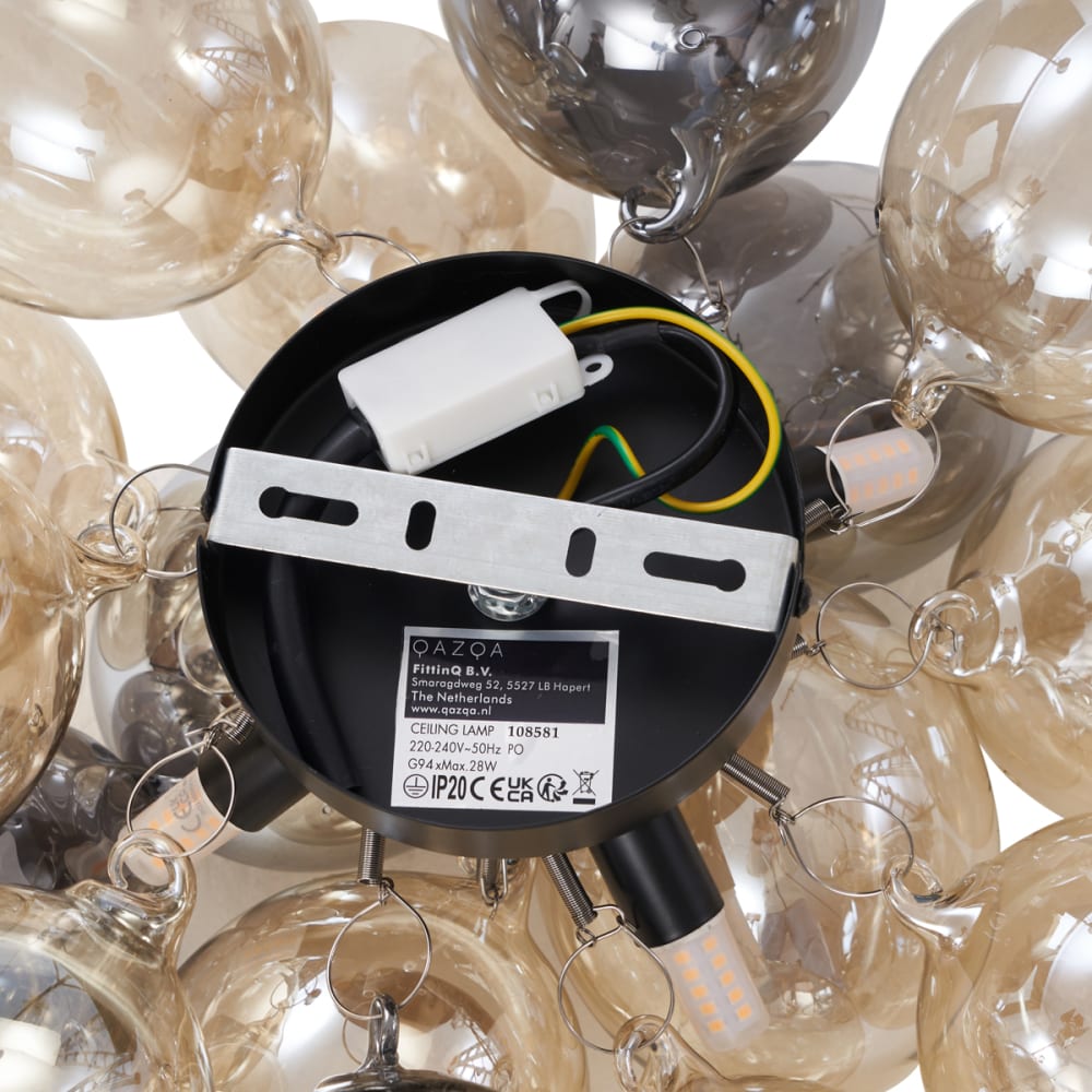 Plafonnier design noir verre ambré fumé — vue 4