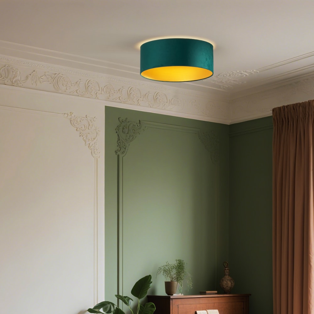 Plafonnier moderne velours vert led 40 cm — vue 3