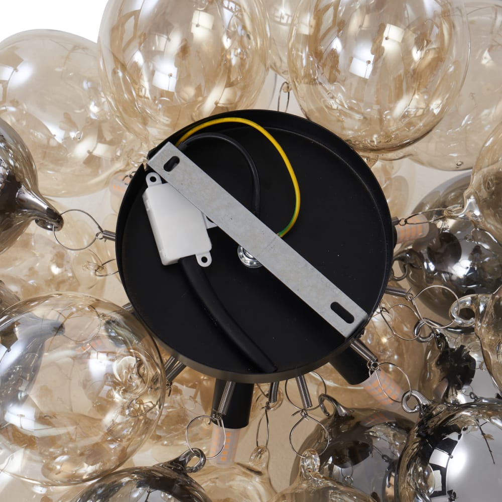 Plafonnier design noir verre ambré fumé — vue 4