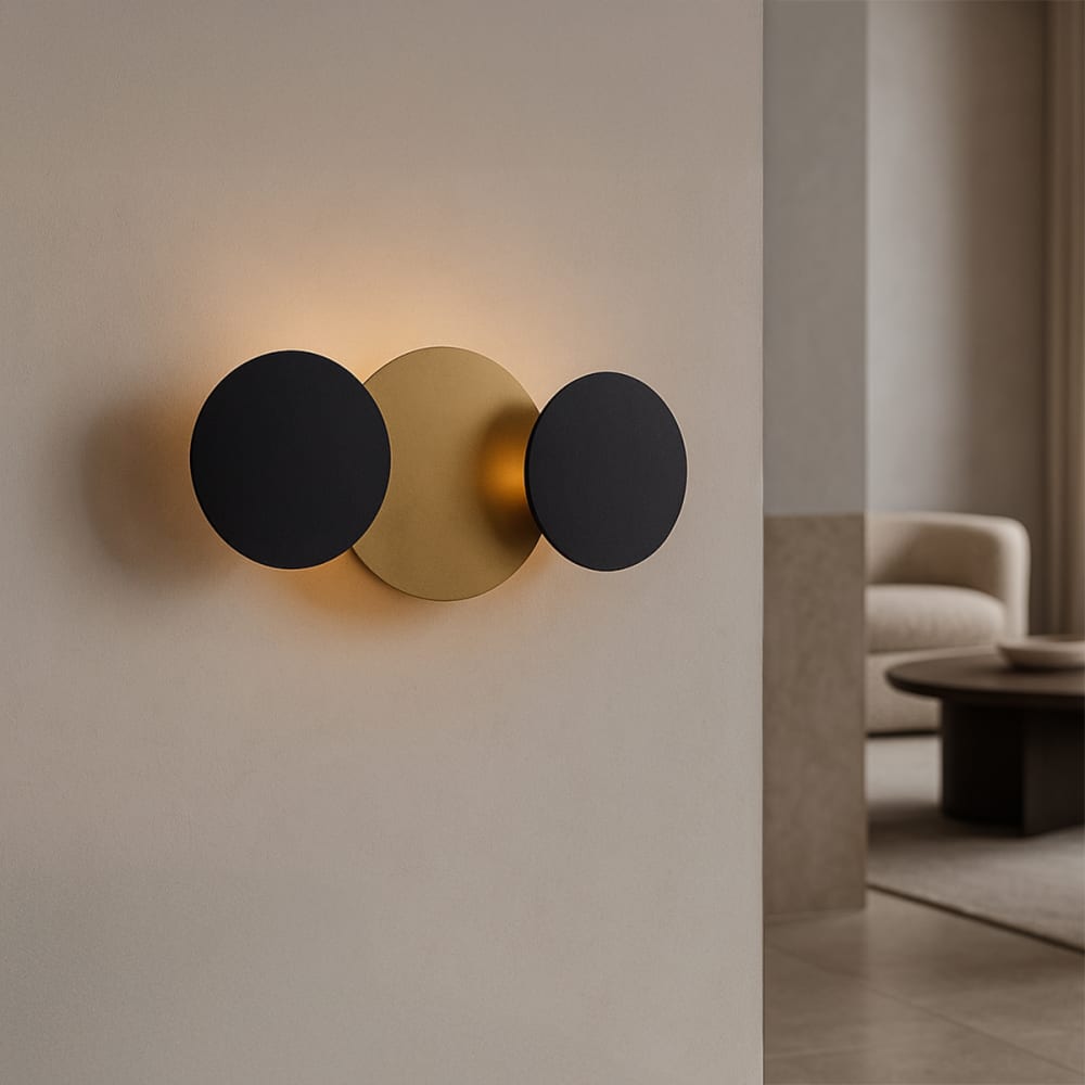 Moderne Wandleuchte Schwarz Gold LED 3-Stufen 3-flammig - Maisons