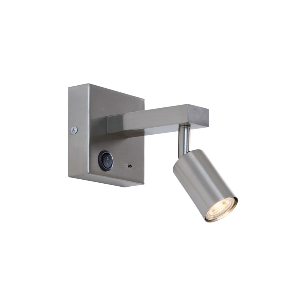 Applique murale moderne acier USB-C inclinable