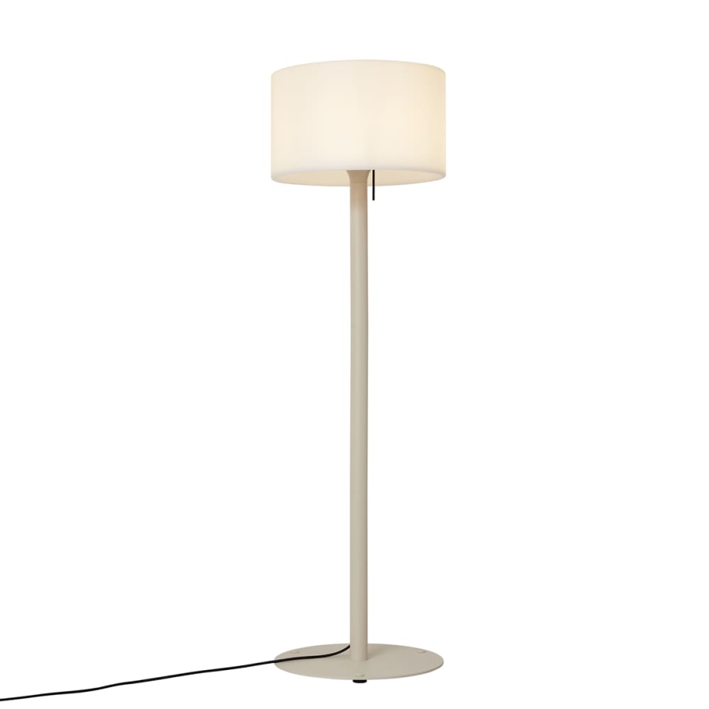 Lampadaire ext. scandinave beige abat-jour blanc IP44