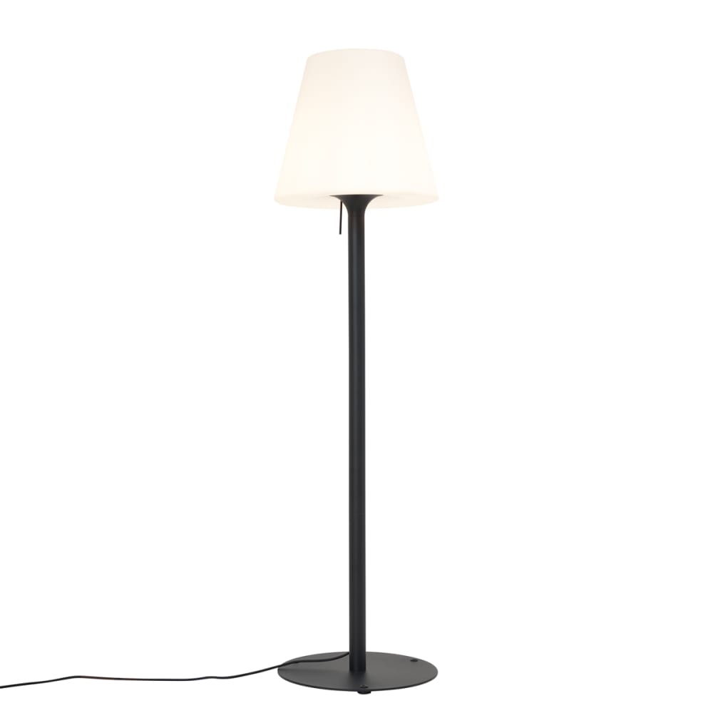 Lampadaire ext. moderne noir abat-jour blanc IP44