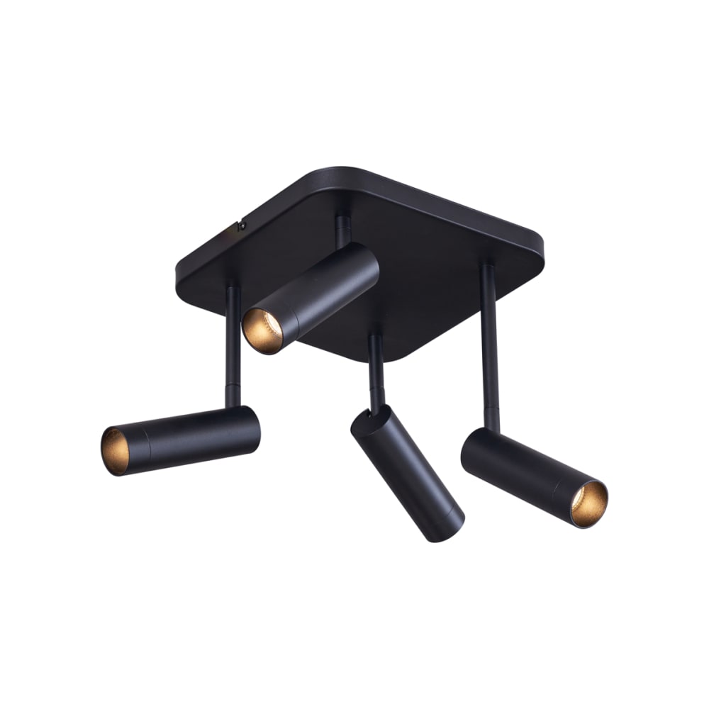 Spot plafond arrondi noir GU10 4 lampes