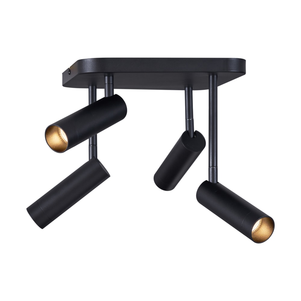 Spot plafond arrondi noir gu10 4 lampes — vue 3