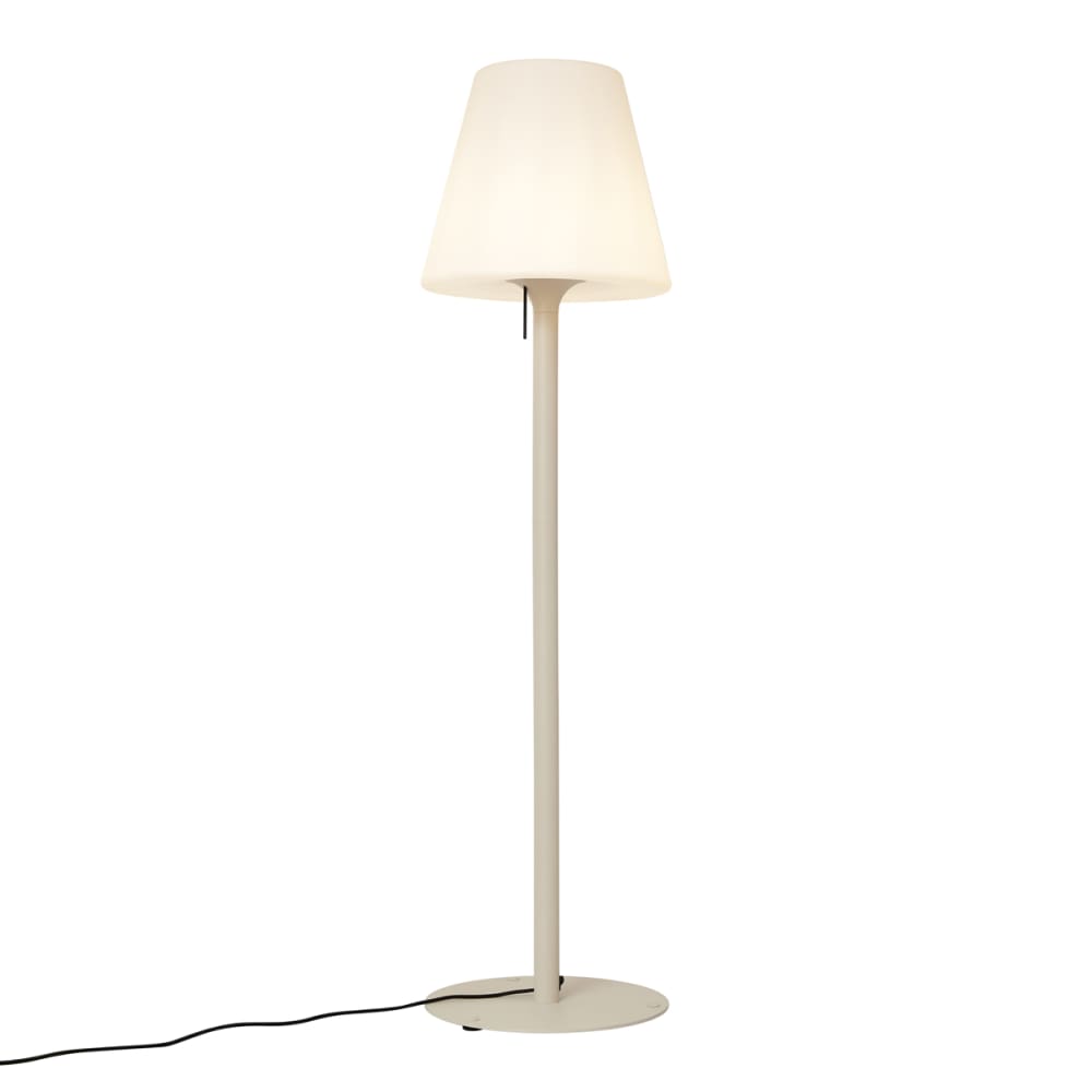 Lampadaire ext. moderne beige abat-jour blanc IP44