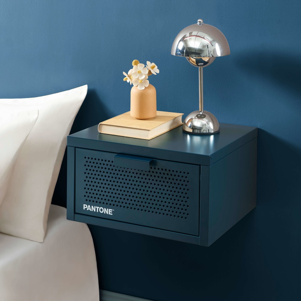 Table de chevet murale métal bleu nuit 40cm