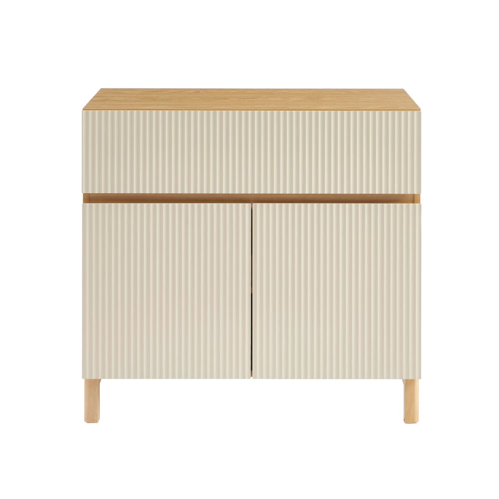 Meuble sous vasque  effet chêne et portes beiges 80cm