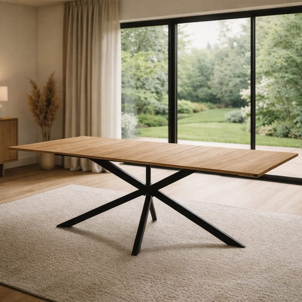 Concept Usine Erziehbarer Tisch für 8–10 Personen mit Holzeffekt 235 cm style modern Braun Stahl