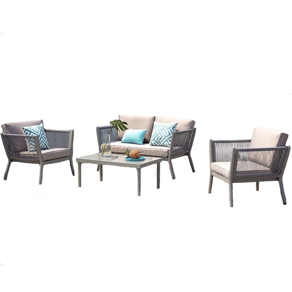 Salon de jardin 4 places - aluminium gris
