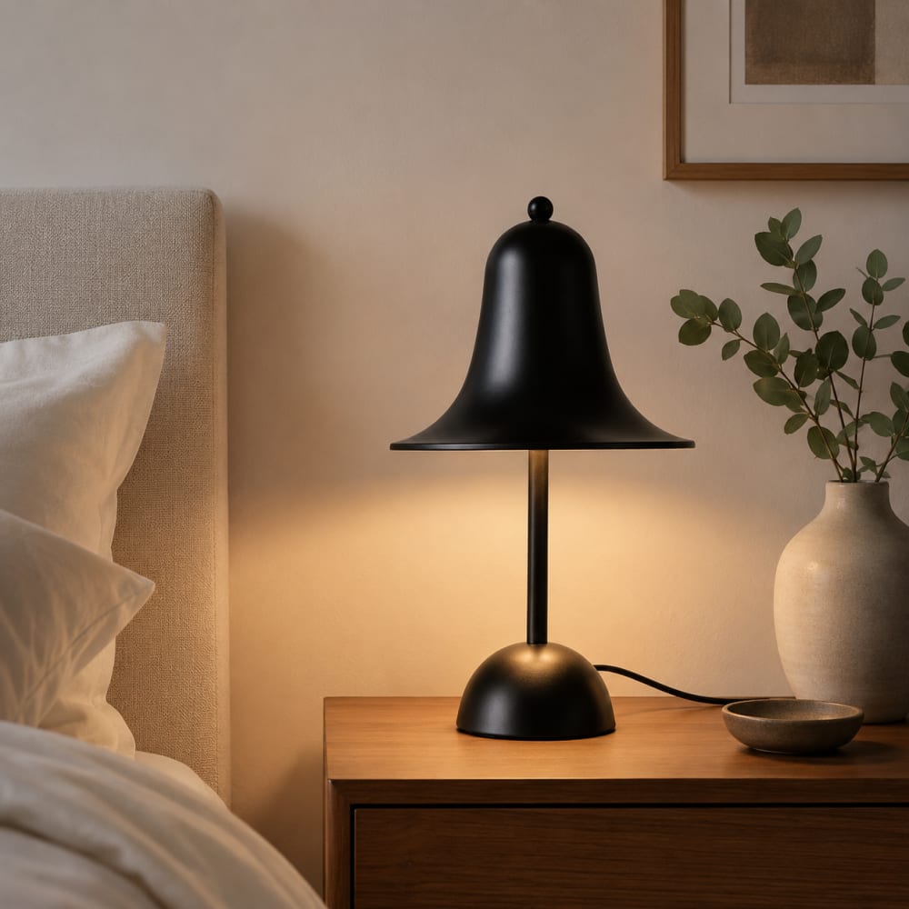 Lampe de table métal noir mat D.18cm H30cm — vue 3