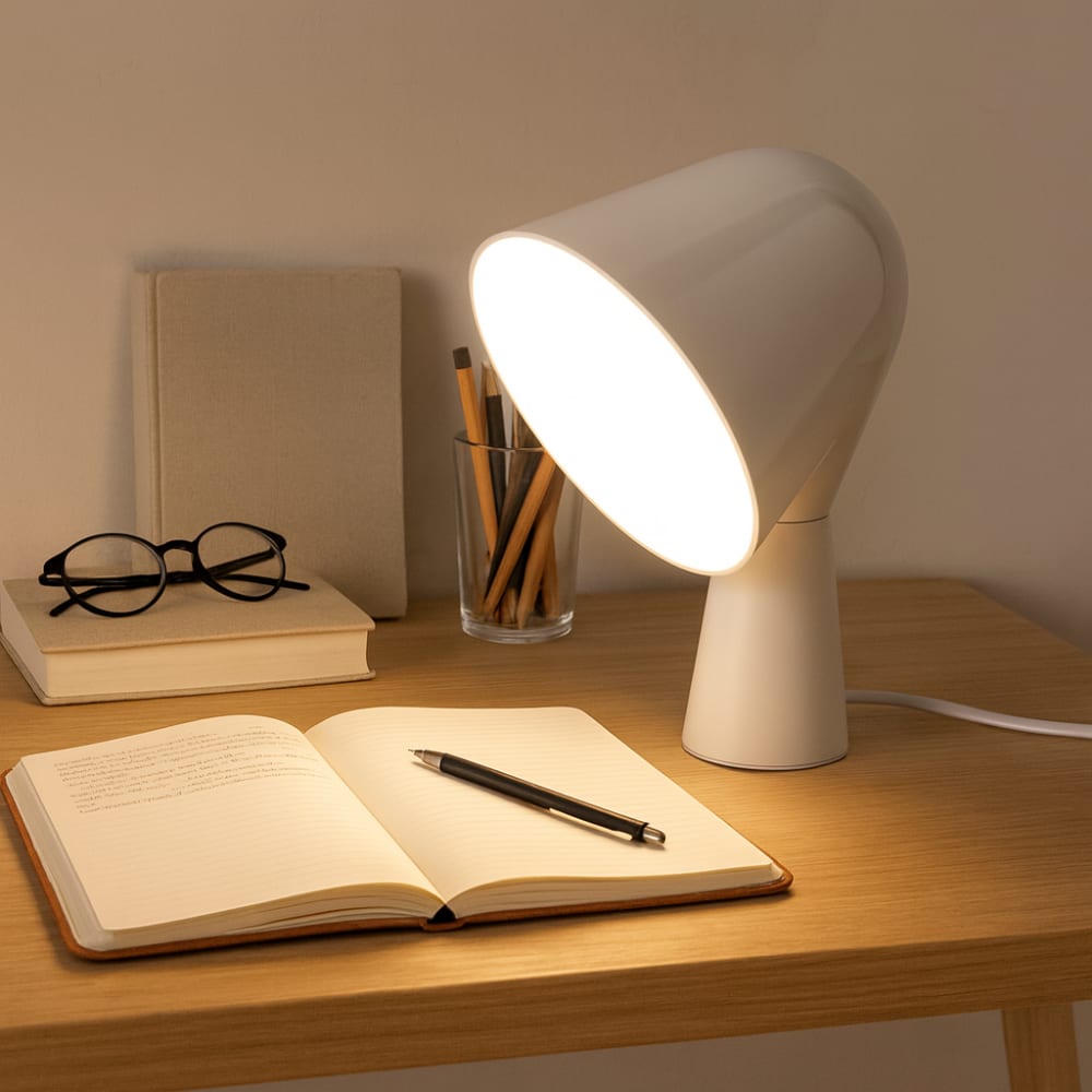Lampe de table design moderne blanc E14 H20cm — vue 3