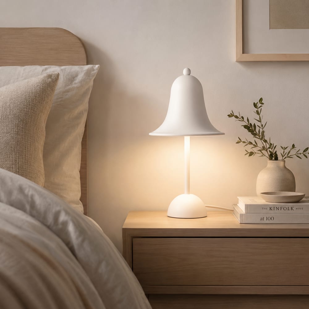 Lampe de table métal blanc mat D.18cm H30cm — vue 3