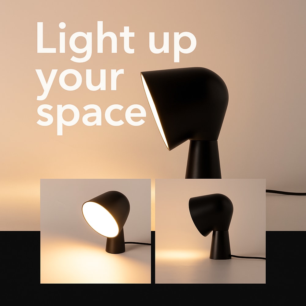 Lampe de table design moderne noir E14 H20cm — vue 4