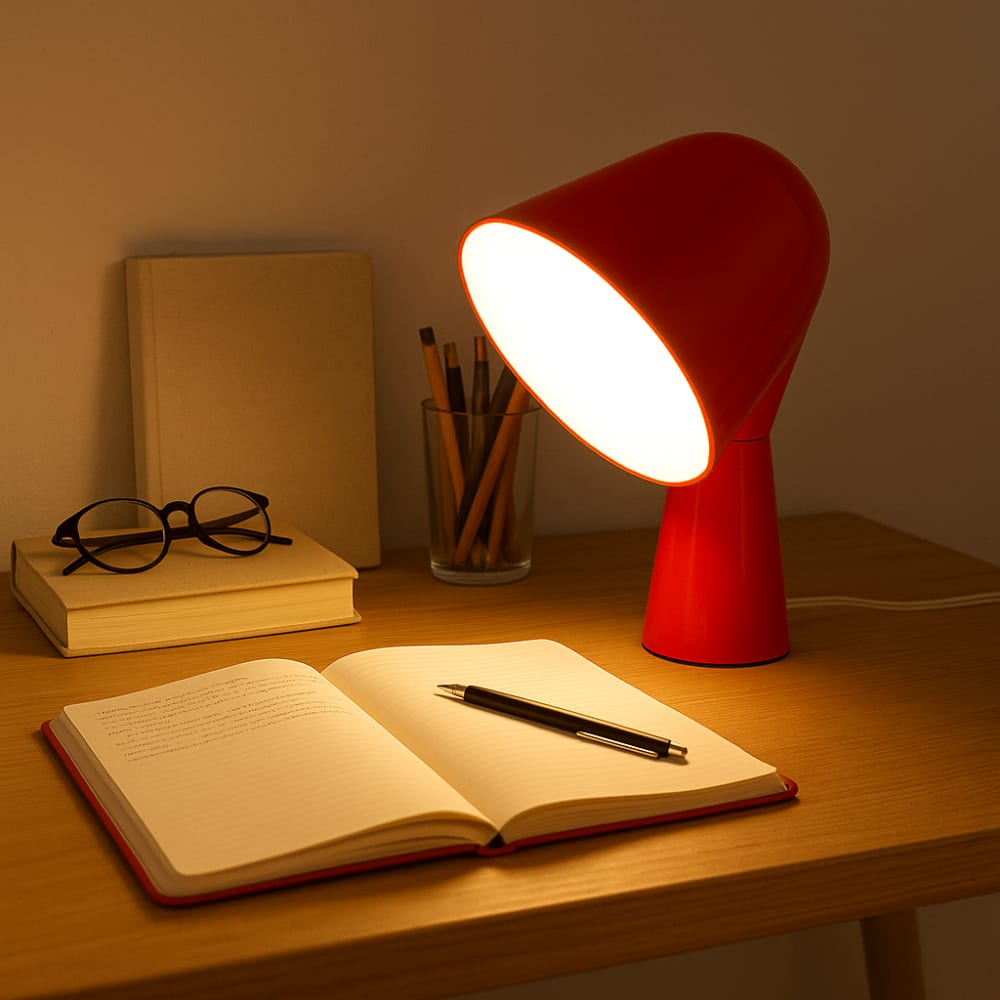 Lampe de table design moderne rouge E14 H20cm — vue 4
