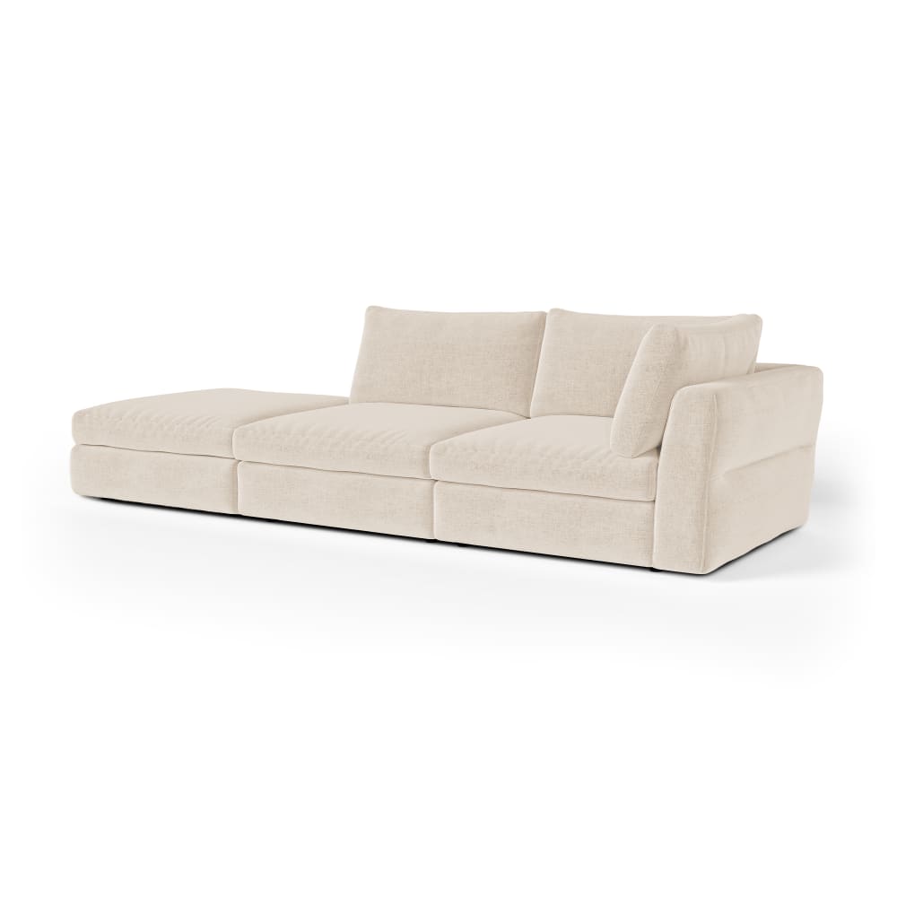 Canapé modulable 4-5 places droit tissu tramé toucher doux beige