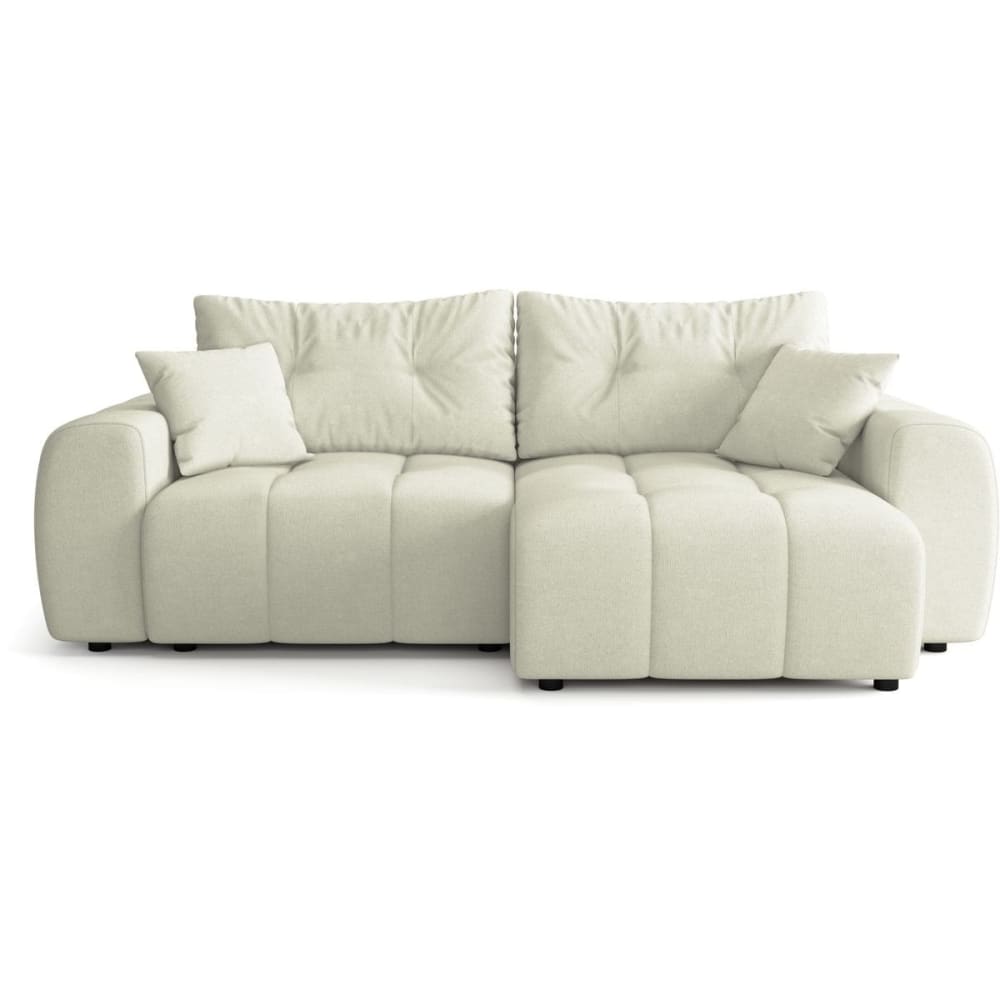 Canapé d'angle réversible convertible 4 places en tissu chenille beige