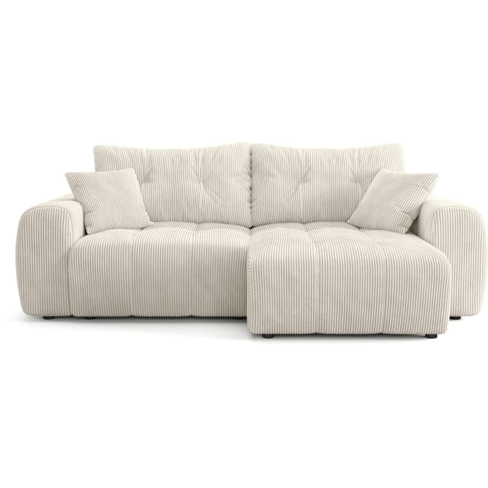 Canapé d'angle réversible convertible 4 places en velours côtelé beige