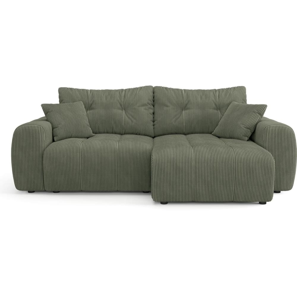 Canapé d'angle réversible convertible 4 places en velours côtelé vert
