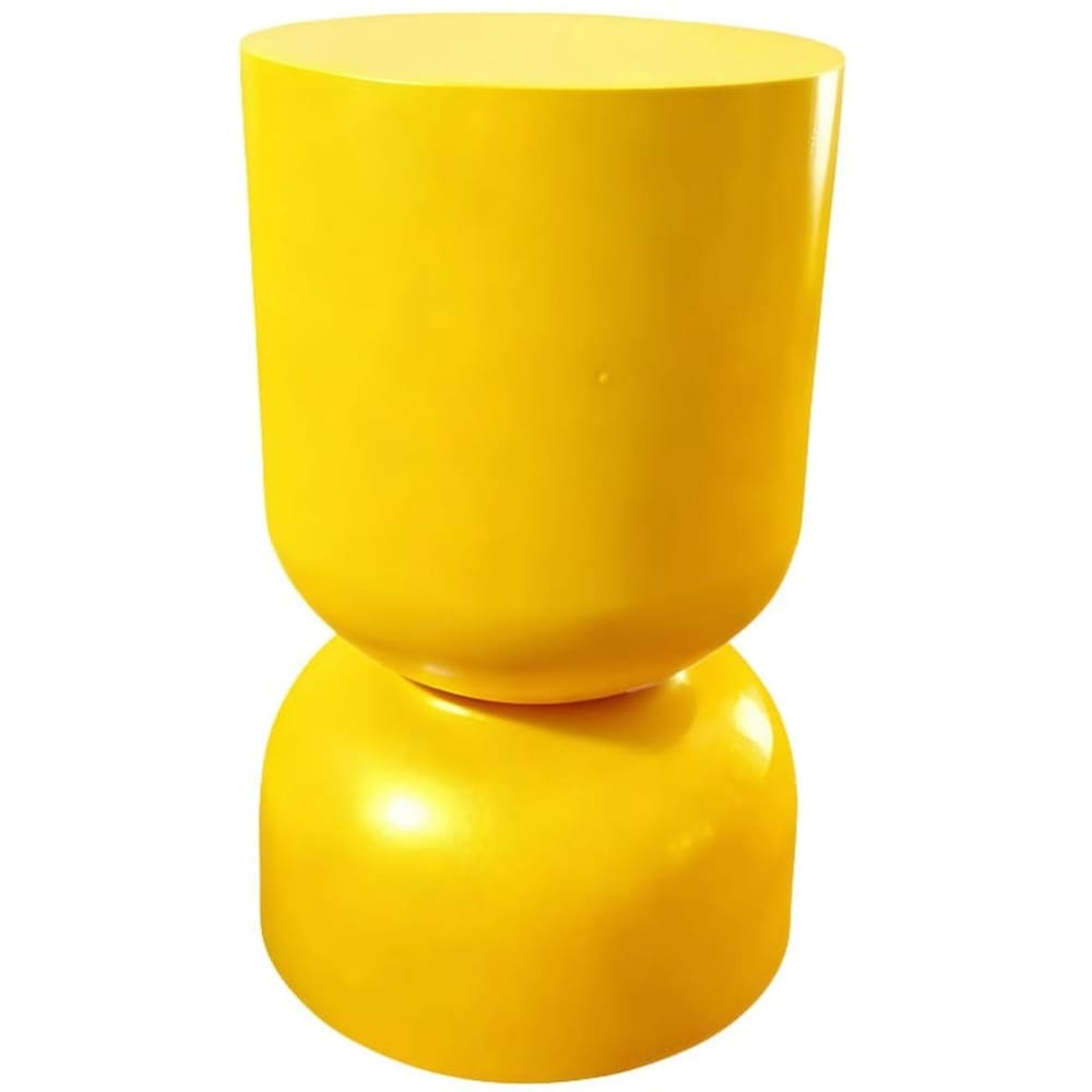 Bout de canapé en résine jaune brillant Ø32 cm