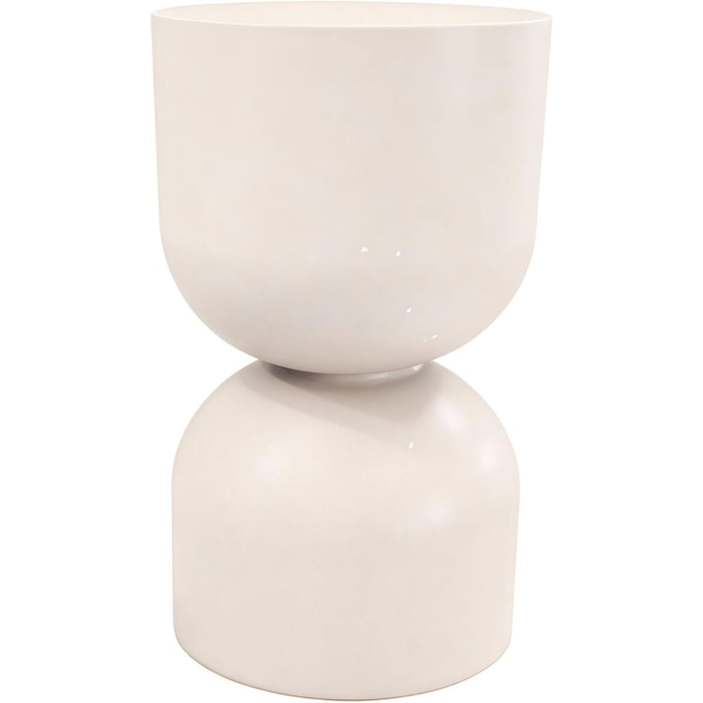 Bout de canapé en résine beige mat Ø25 cm