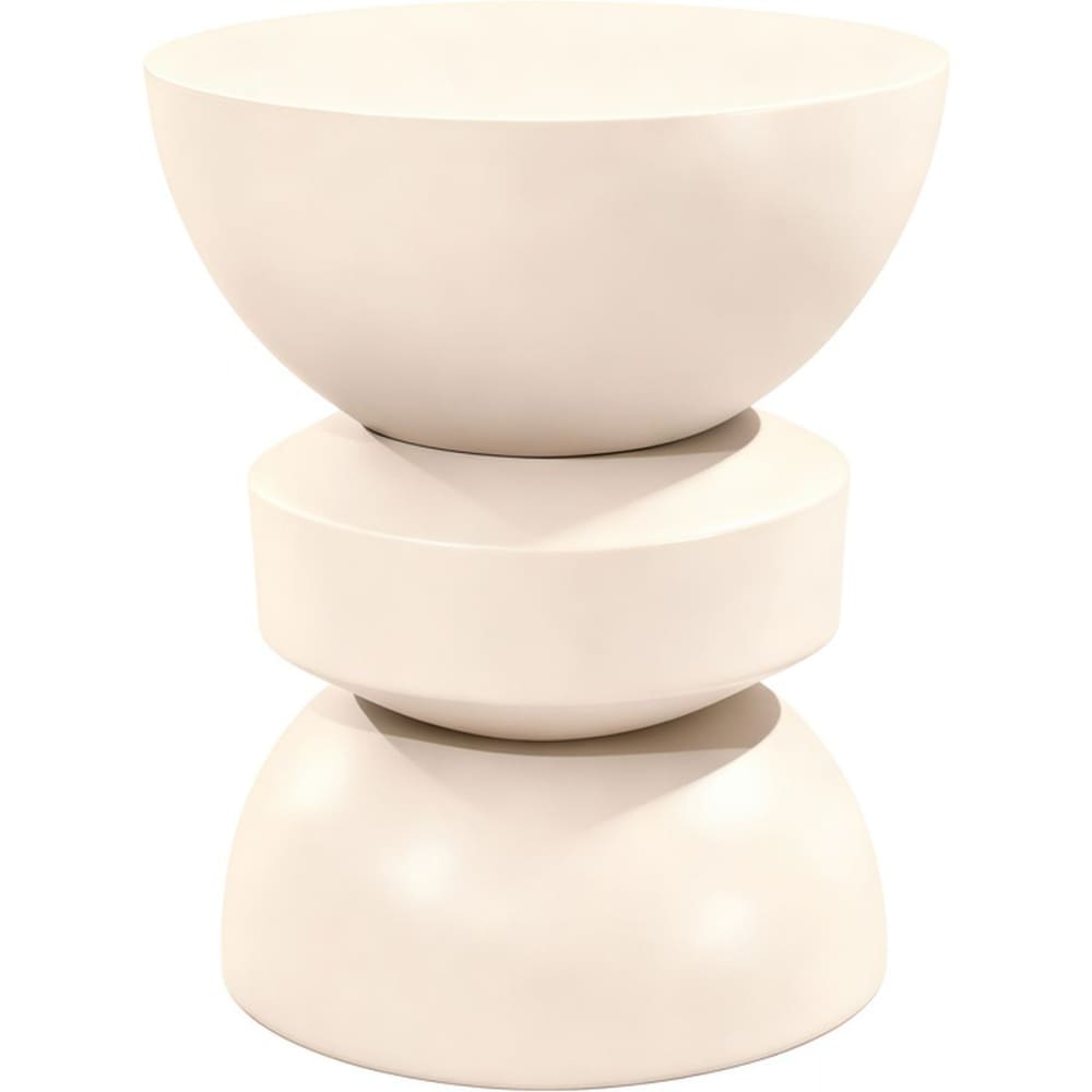 Bout de canapé en résine beige mat Ø32 cm