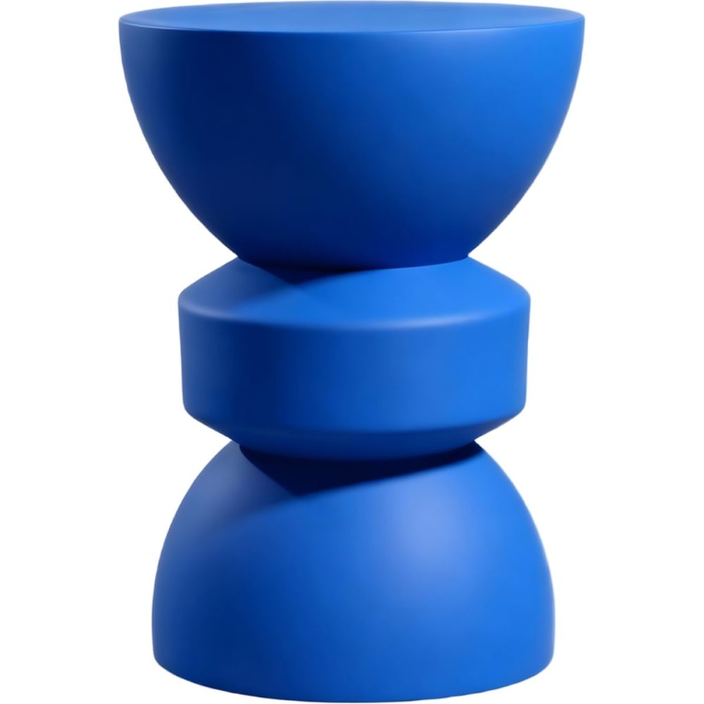 Bout de canapé en résine bleu mat Ø32 cm