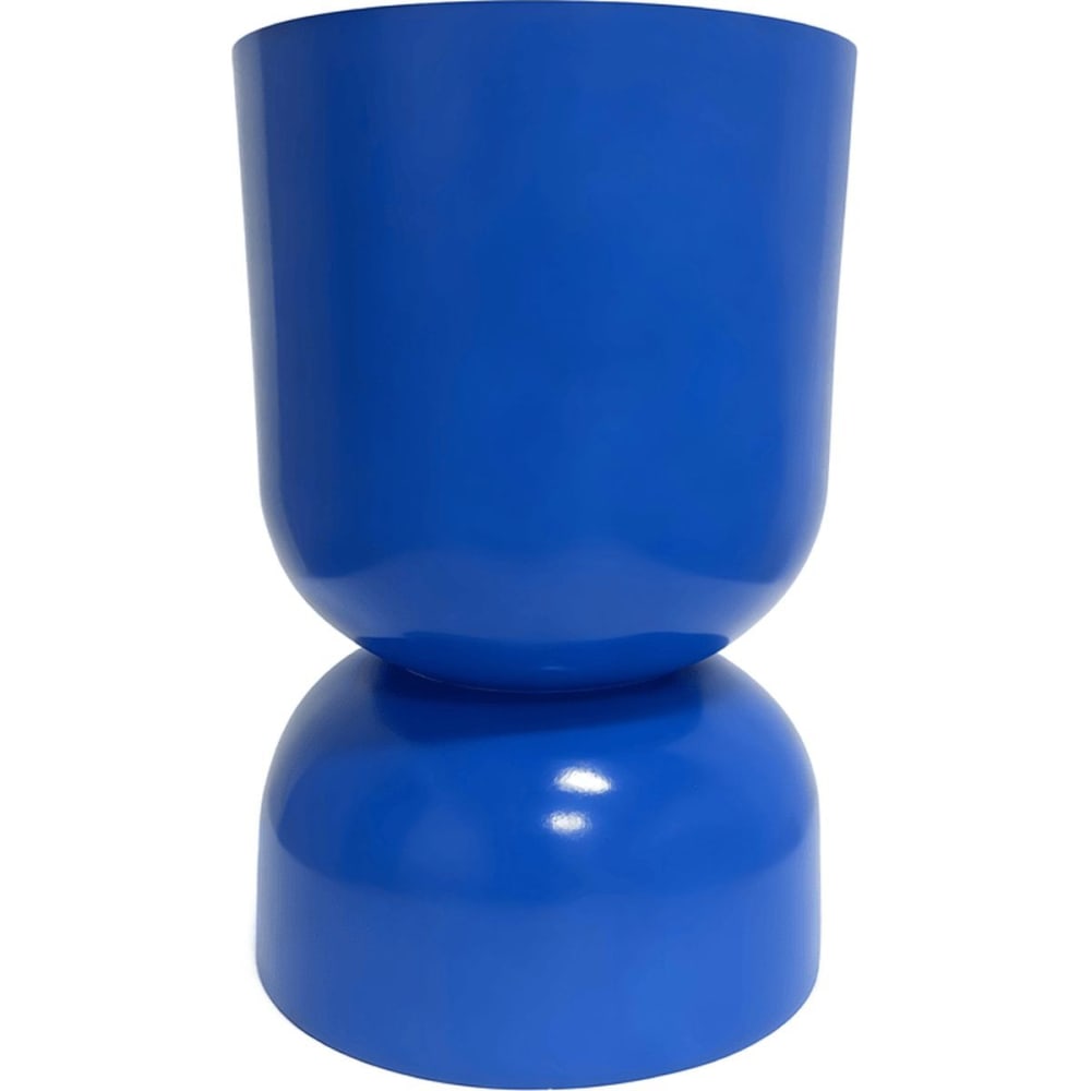 Bout de canapé en résine bleu brillant Ø32 cm