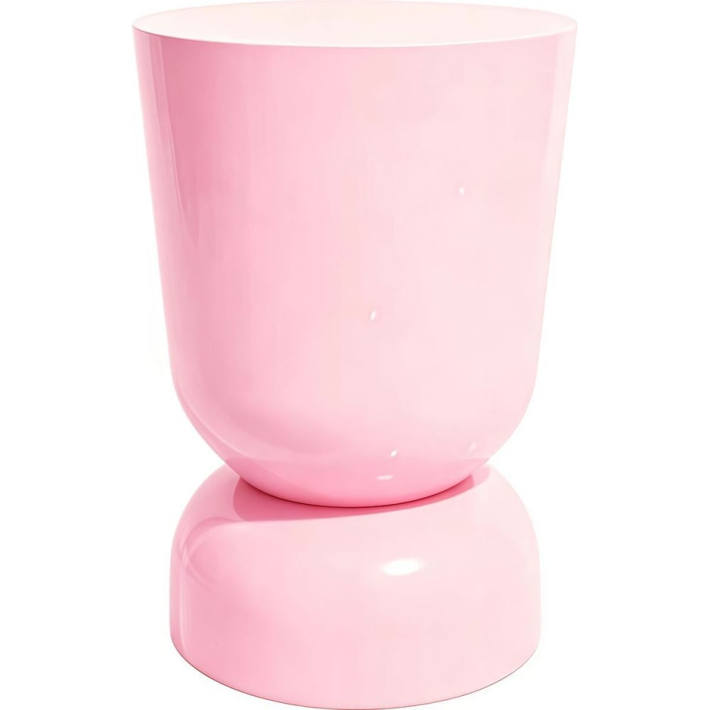 Bout de canapé en résine rose pâle brillant Ø32 cm