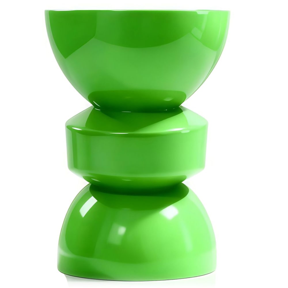 Bout de canapé en résine vert brillant Ø32 cm