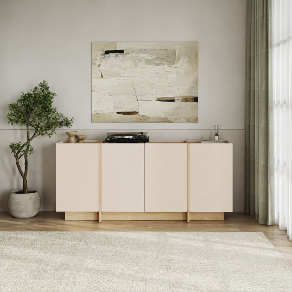 Buffet mit 4 Türen, Dekor in Kaschmir und Saphir-Eiche, L180 cm -