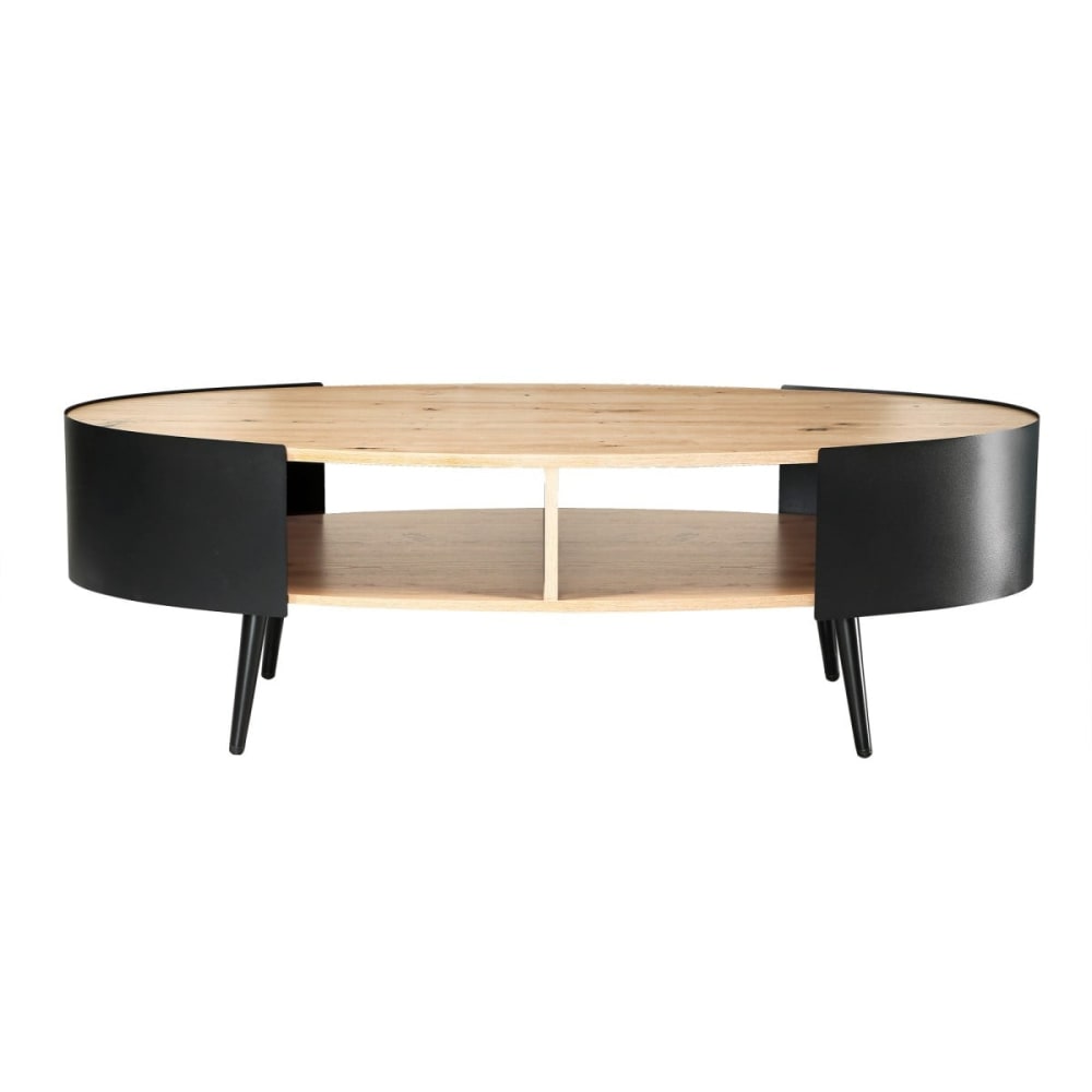 Table basse ovale avec flancs en métal noir L120 cm