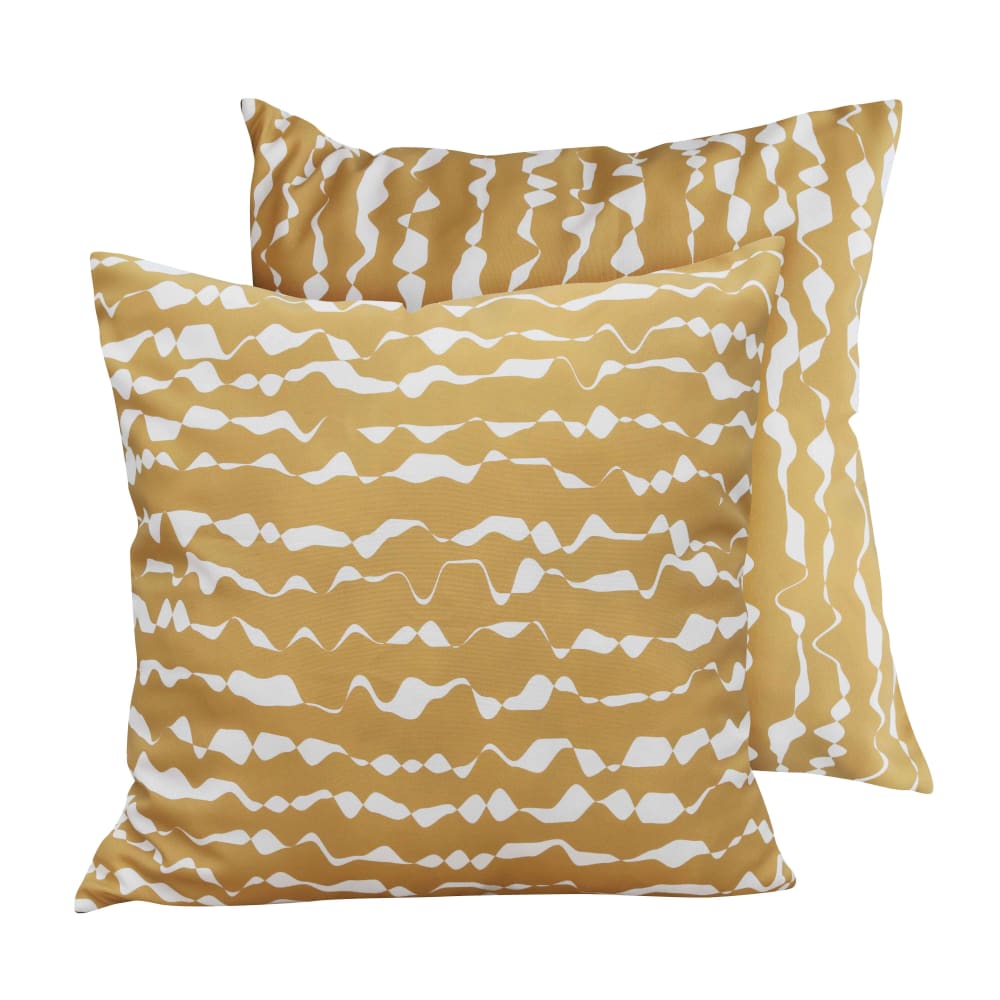 Lot de 2 coussins carrés polyester 45x45x8 cm écru et ocre