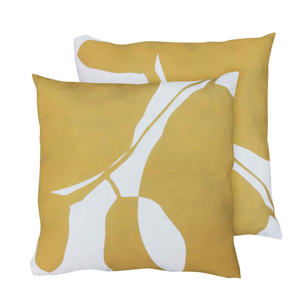 Lot de 2 coussins carrés polyester 45x45x8 cm blanc et ocre