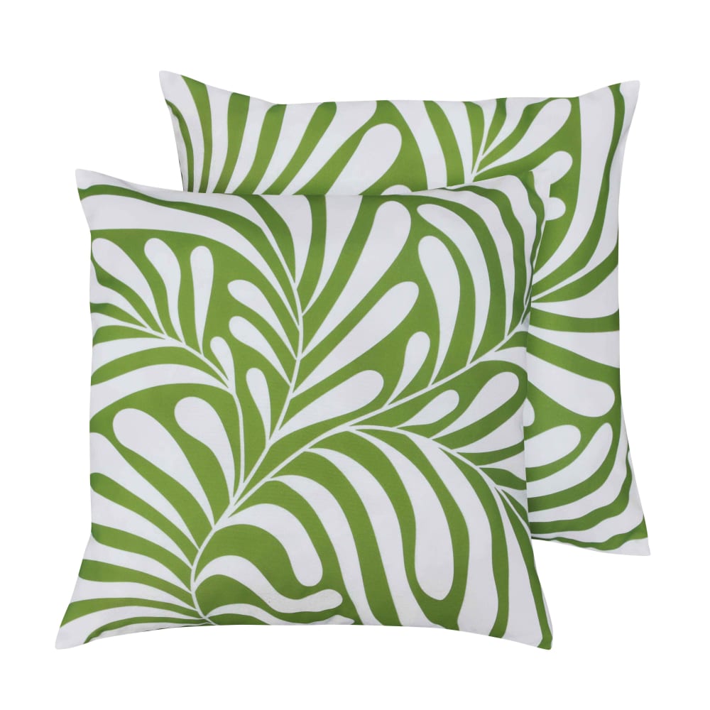 Lot de 2 coussins carrés polyester 45x45x8 cm blanc et vert olive