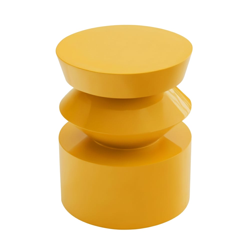 Table basse bout de canapé effet laqué jaune diam 40 cm