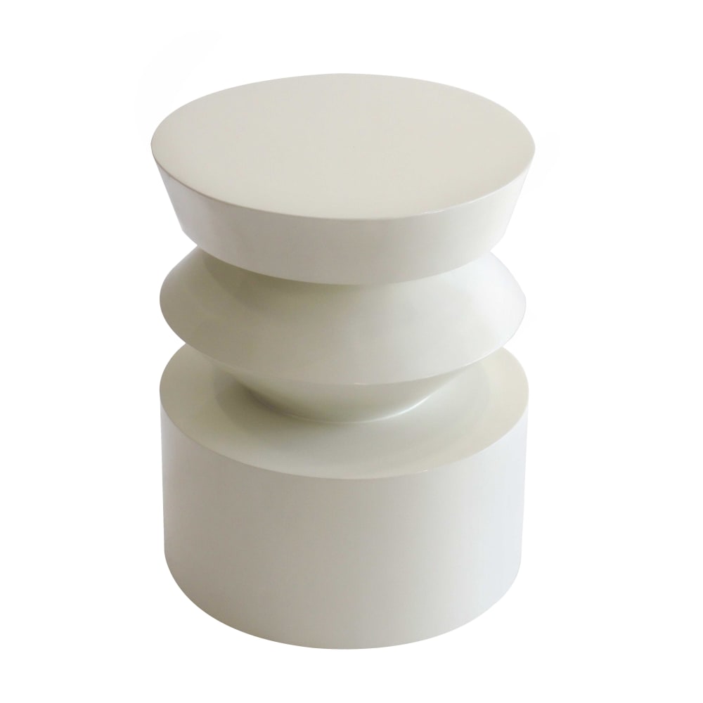 Table basse bout de canapé effet laqué ivoire diam 40 cm