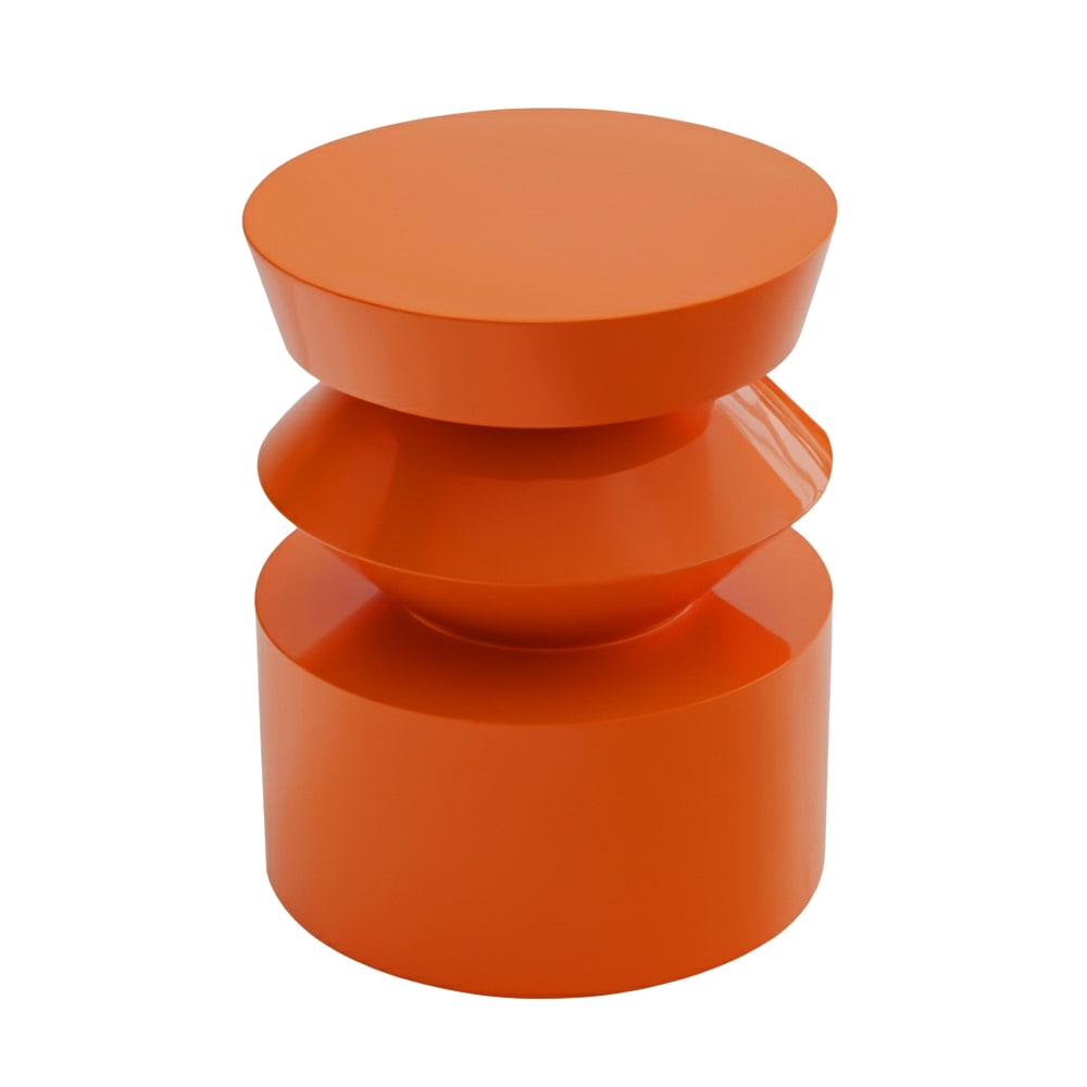 Table basse bout de canapé effet laqué orange diam 40 cm